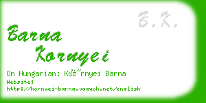 barna kornyei business card